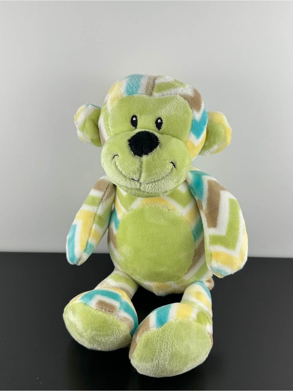 Little Miracles Rare Chevron Monkey 15” Rattle Inside Large Plush Stuffed Animal